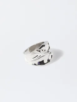 PARFOIS Anillo Con Relieve Plateado Hot