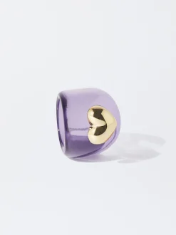 PARFOIS Anillo Resina Con Coraz&oacute;n Violeta Cheap