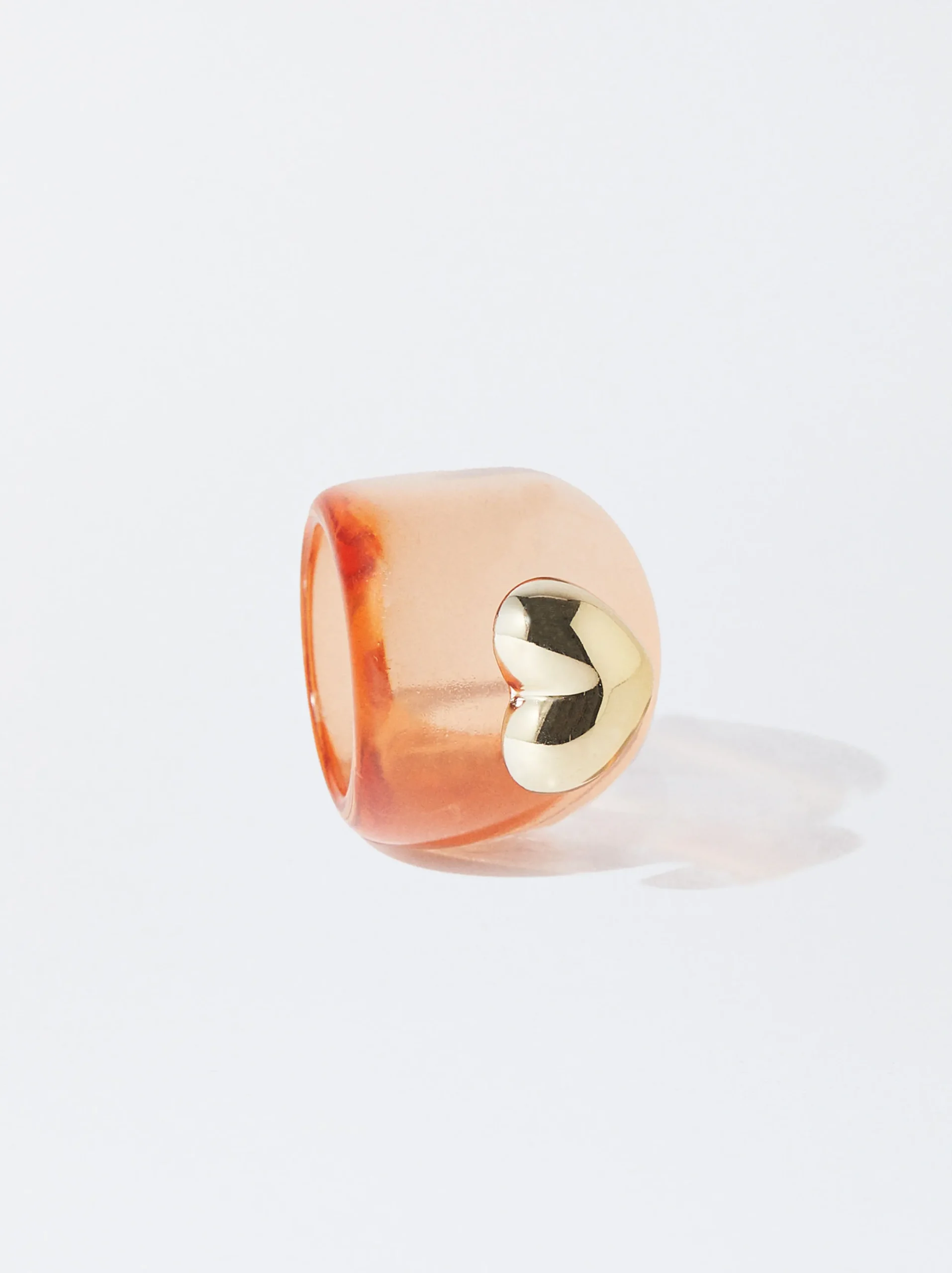 PARFOIS Anillo Resina Con Corazón Naranja Sale