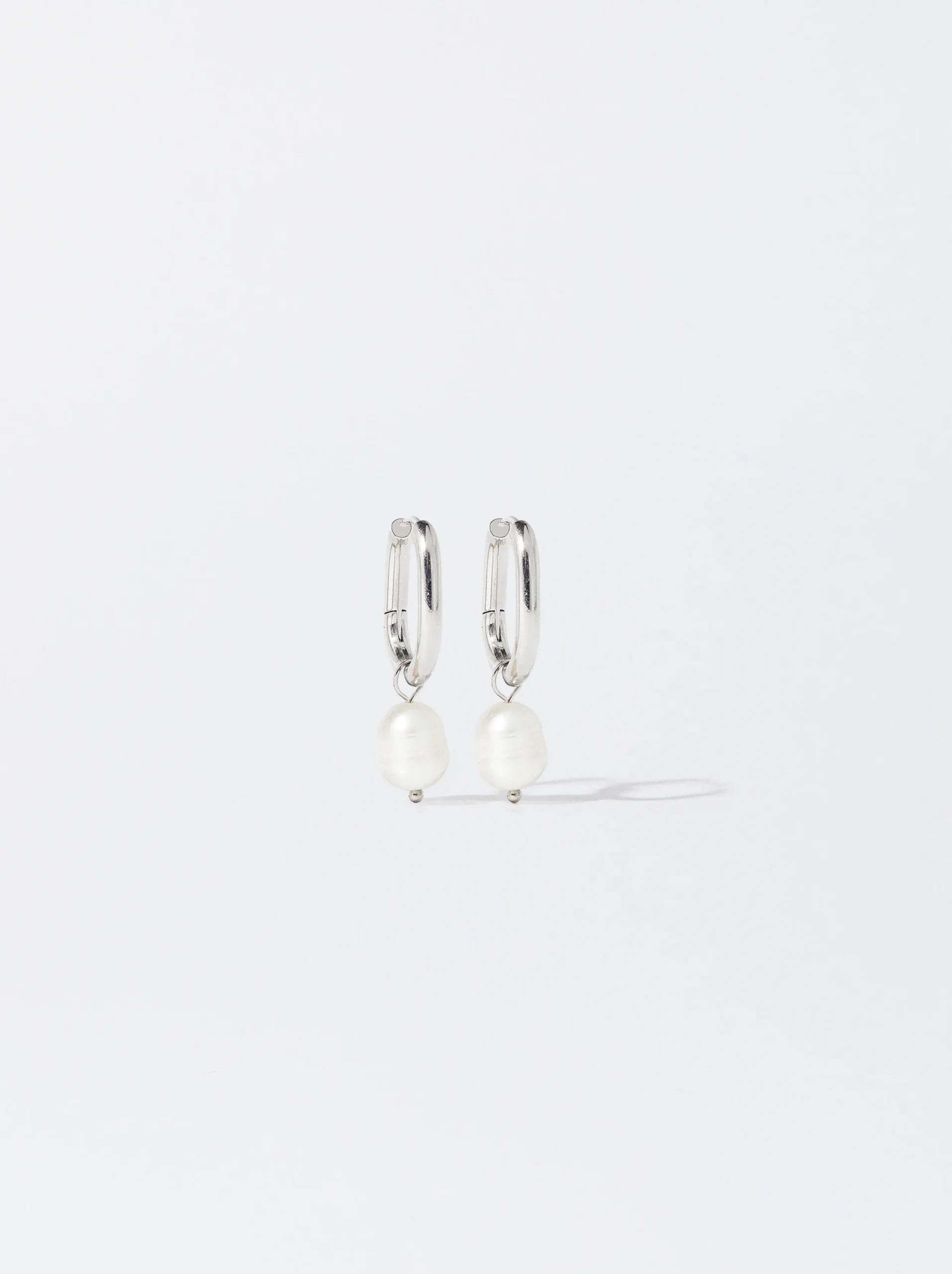 PARFOIS Aros De Acero Con Perla Plateado Fashion