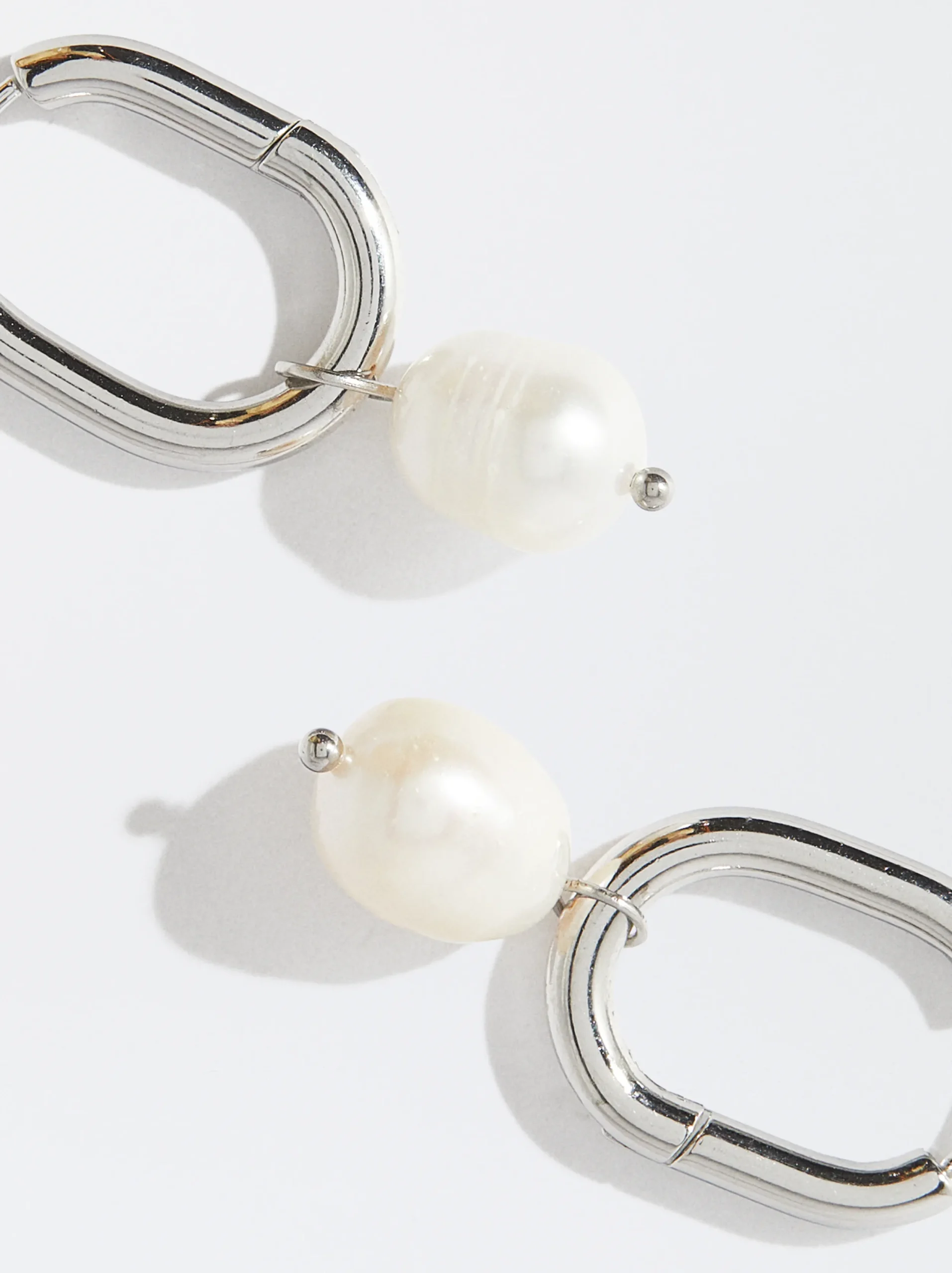 PARFOIS Aros De Acero Con Perla Plateado Fashion