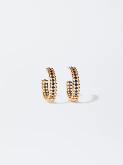 PARFOIS Aros Dorados Con Circonitas Negro Online