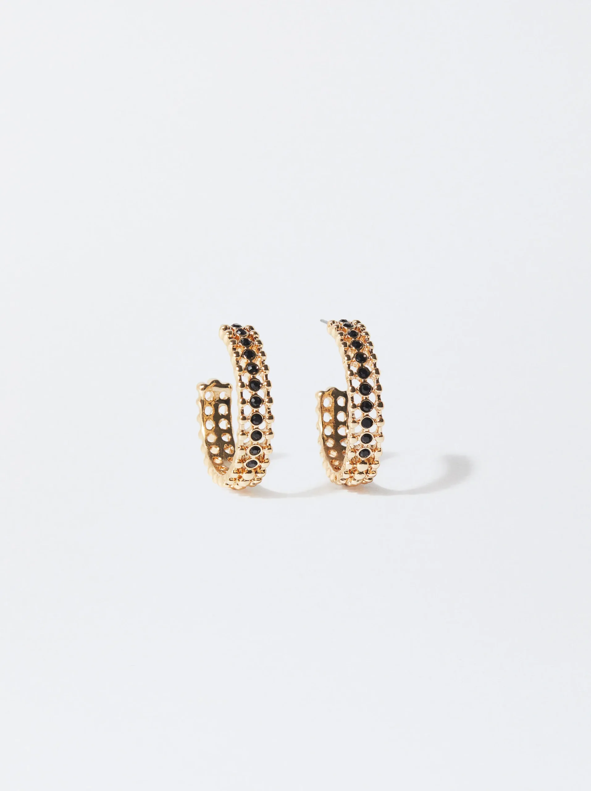 PARFOIS Aros Dorados Con Circonitas Negro Online