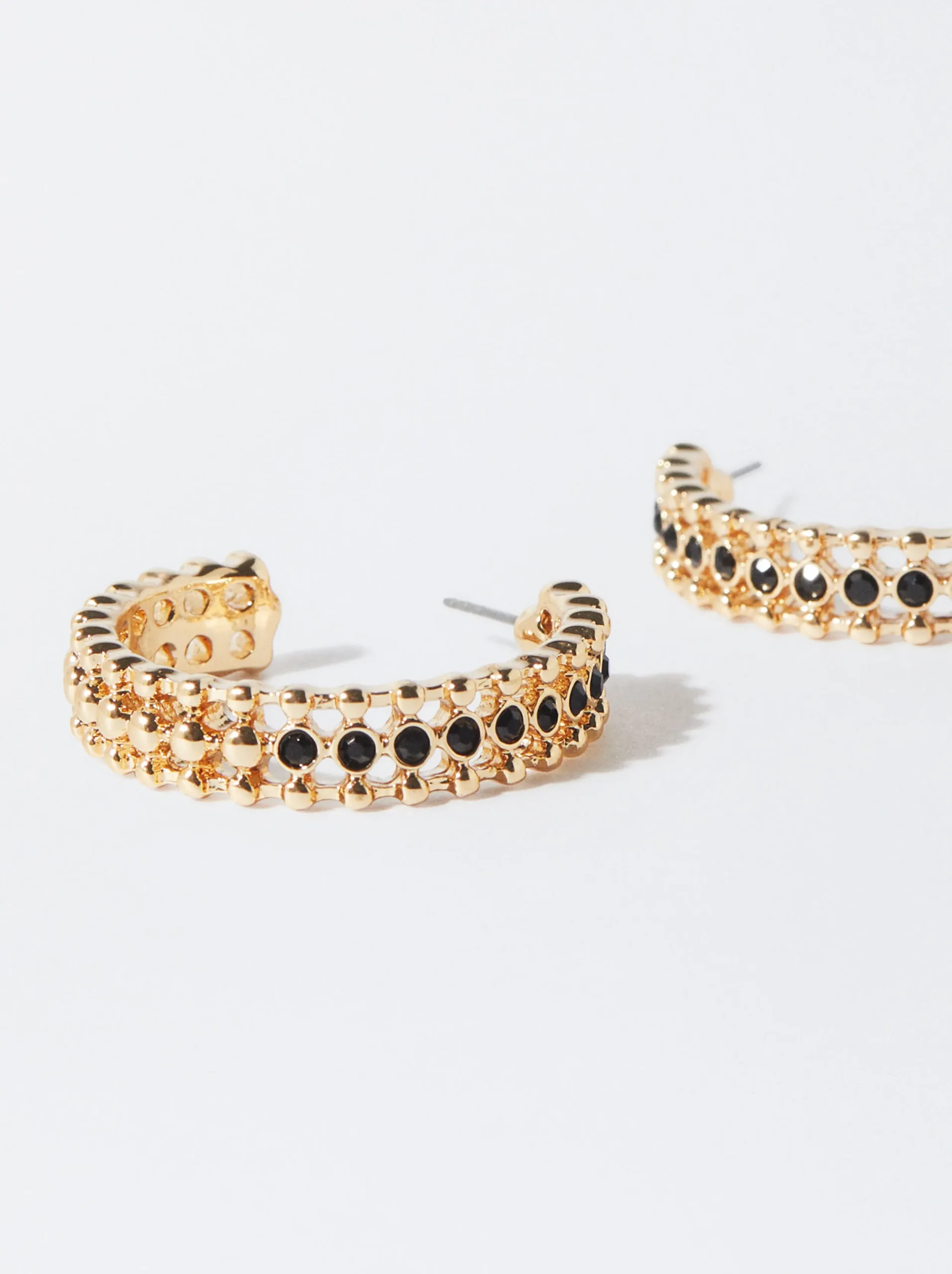 PARFOIS Aros Dorados Con Circonitas Negro Online