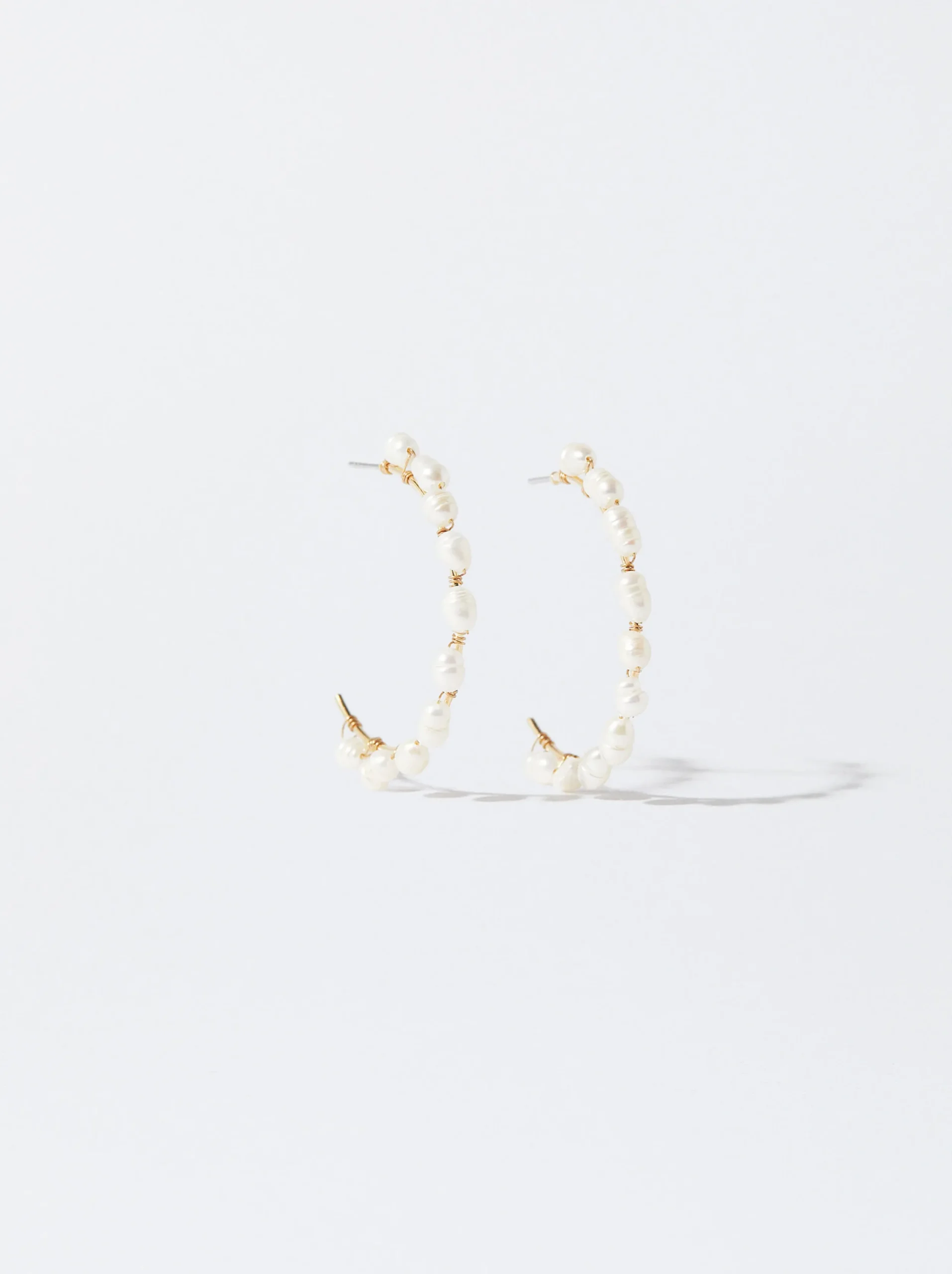 PARFOIS Aros Dorados Con Perla De Agua Dulce Blanco Cheap