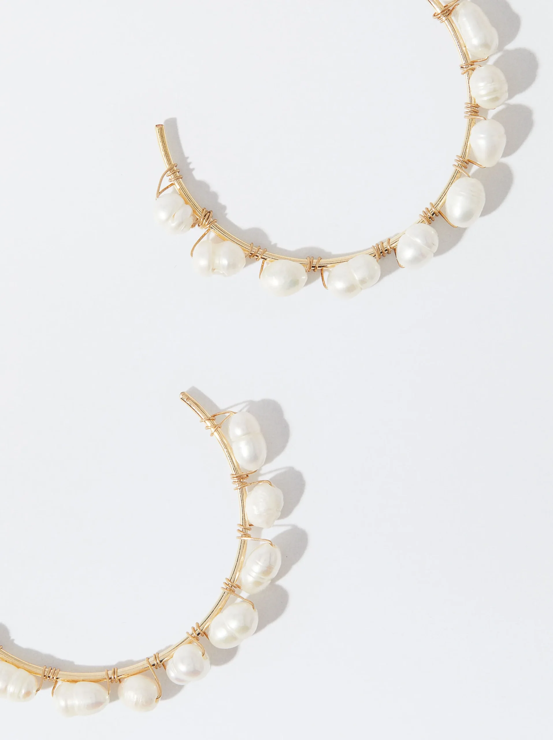 PARFOIS Aros Dorados Con Perla De Agua Dulce Blanco Cheap