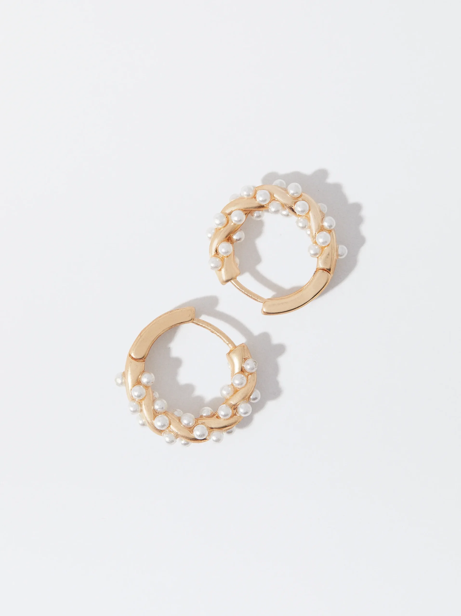 PARFOIS Aros Dorados Con Perlas Blanco Store