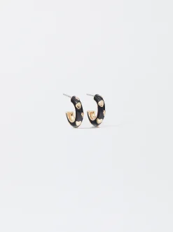 PARFOIS Aros Esmaltados Con Corazón Negro Clearance