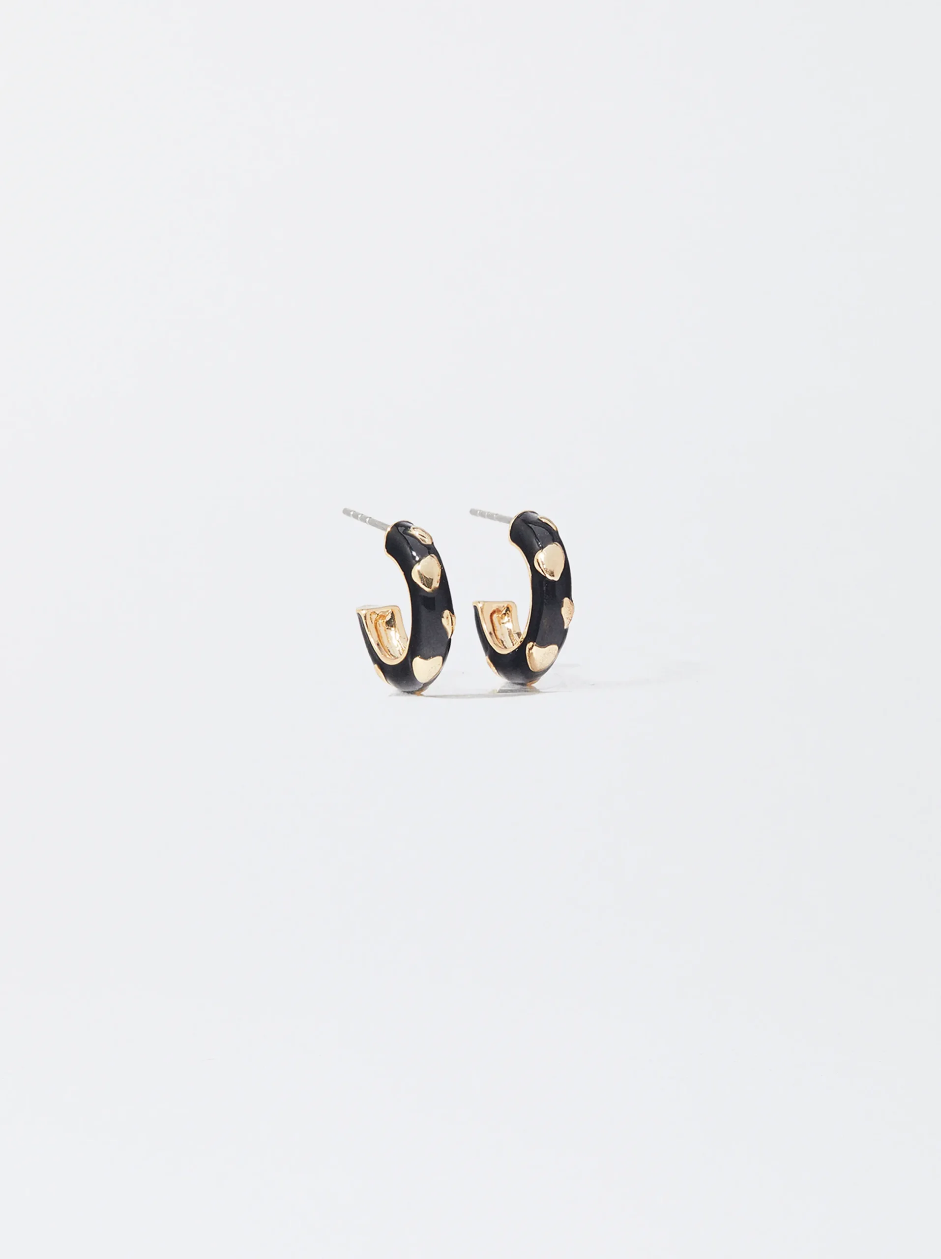 PARFOIS Aros Esmaltados Con Corazón Negro Clearance