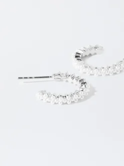 PARFOIS Aros s Con Perlas Plateado Online