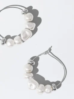 PARFOIS Aros s Con Perlas Plateado Flash Sale
