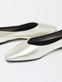 PARFOIS Bailarinas De Piel Dorado Outlet