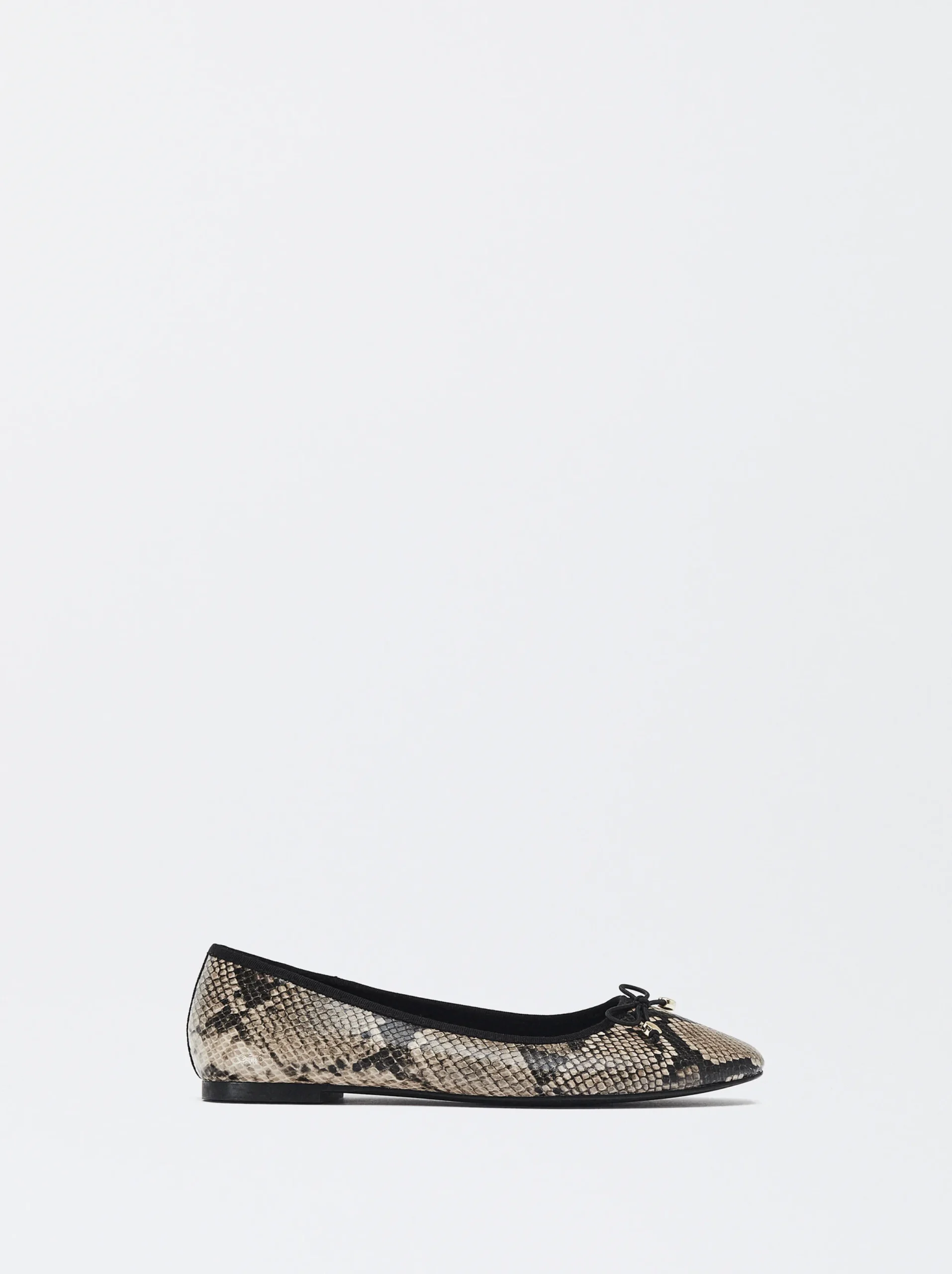 PARFOIS Bailarinas Estampado Animal Con Lazo Beige New