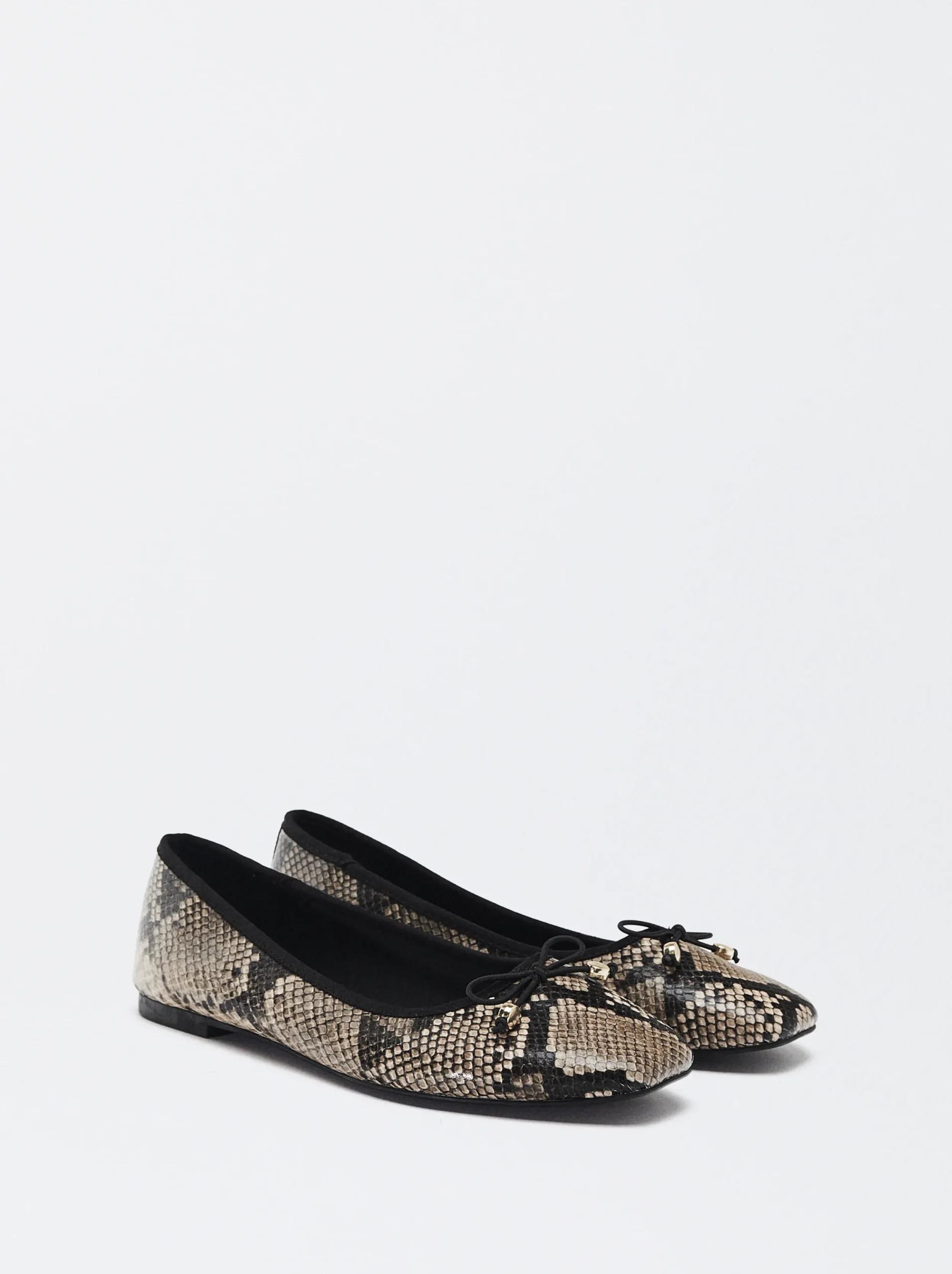 PARFOIS Bailarinas Estampado Animal Con Lazo Beige New