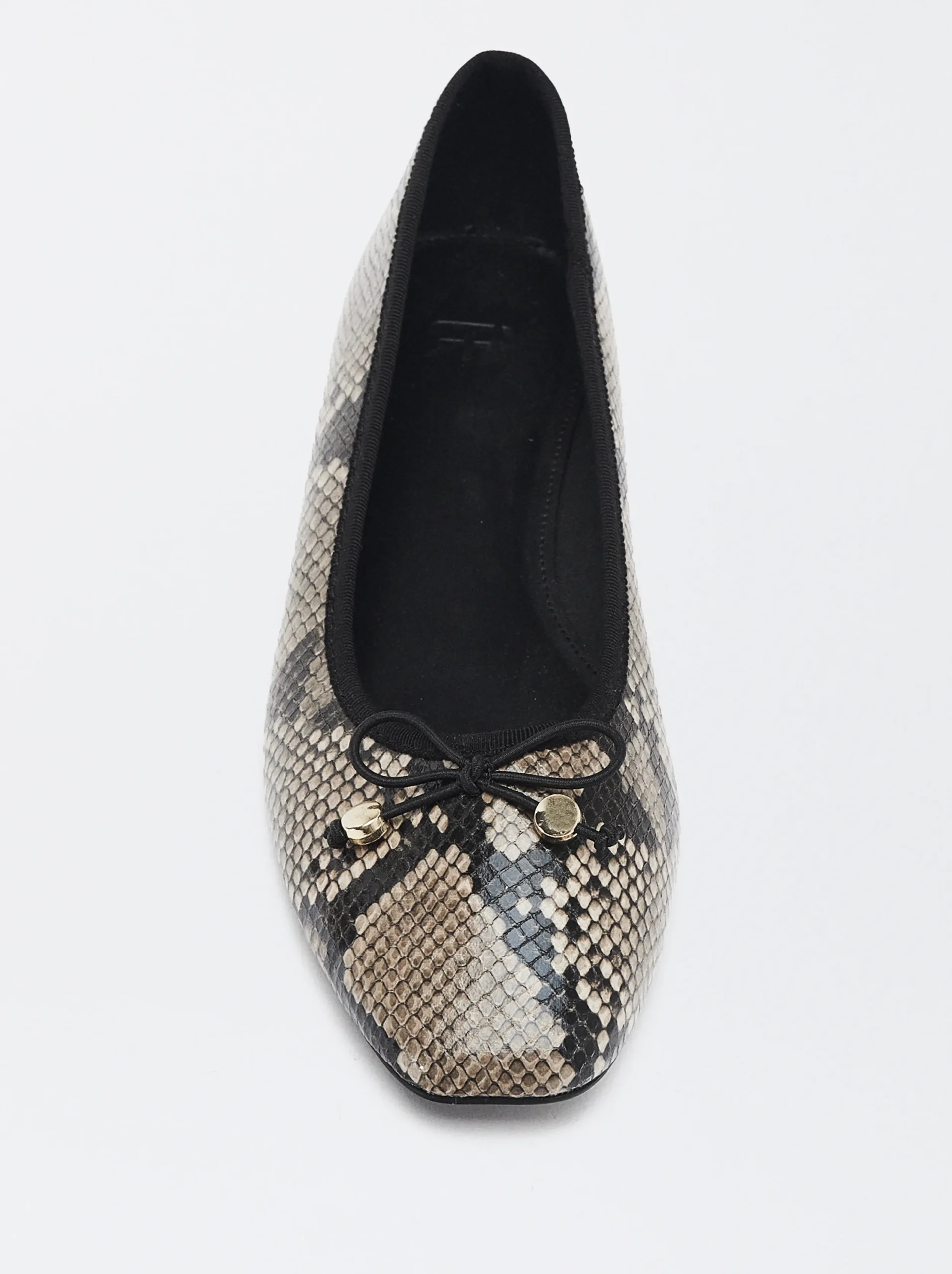 PARFOIS Bailarinas Estampado Animal Con Lazo Beige New