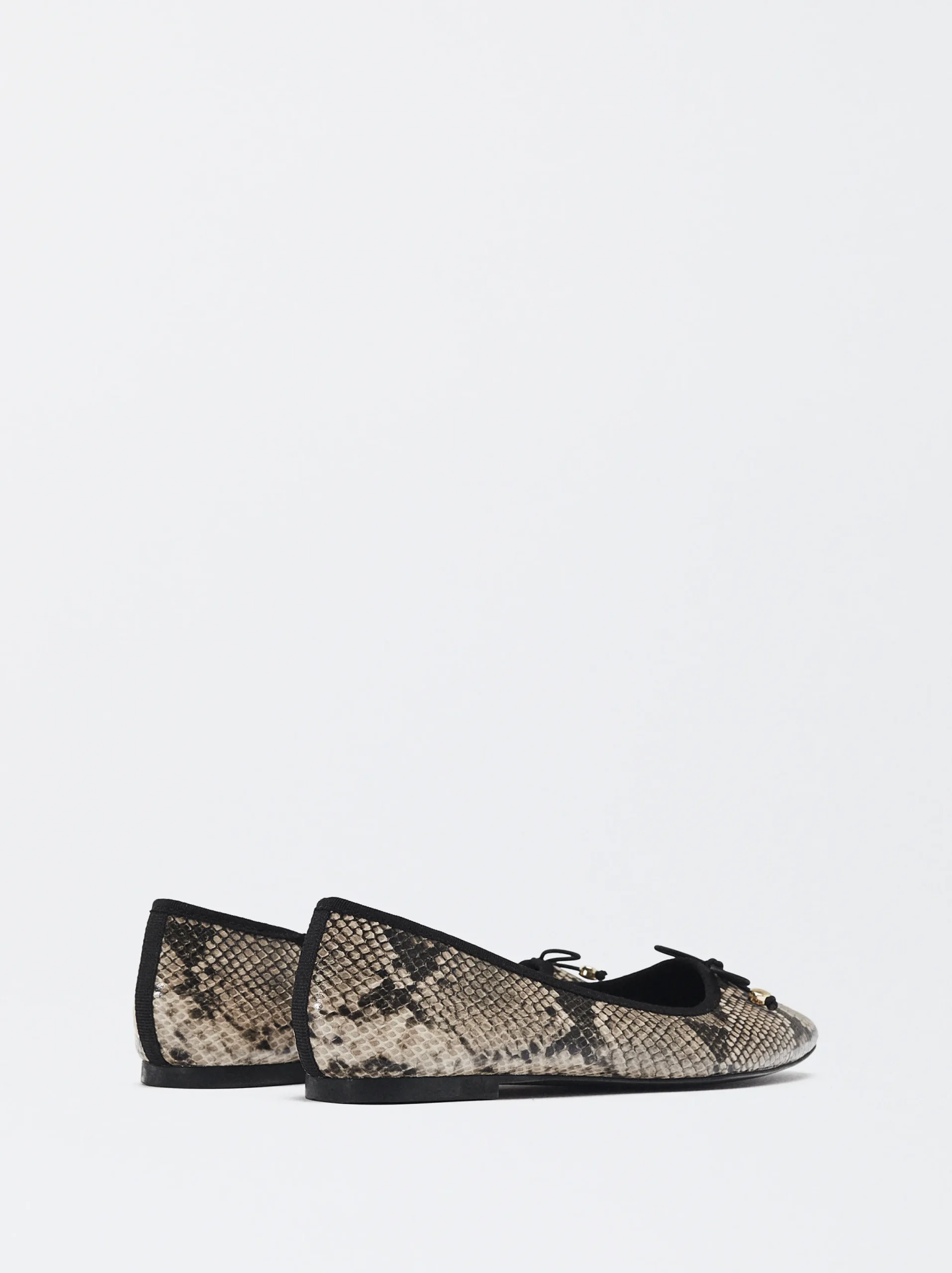 PARFOIS Bailarinas Estampado Animal Con Lazo Beige New