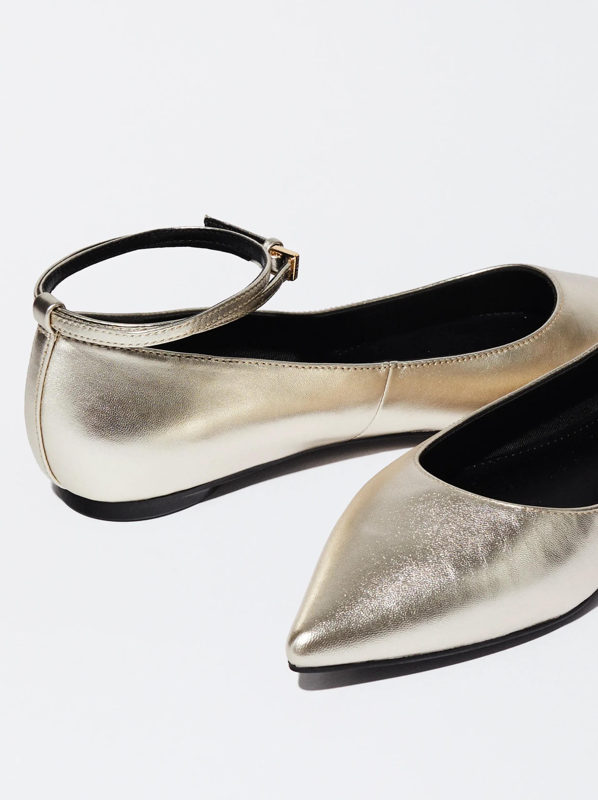 PARFOIS Bailarinas Piel Metalizadas Dorado Cheap