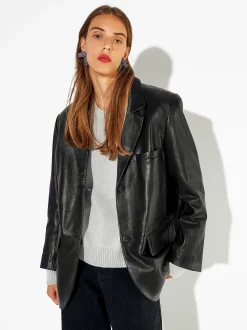 PARFOIS Blazer De Piel Negro Shop