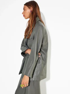 PARFOIS Blazer De Piel Gris Flash Sale