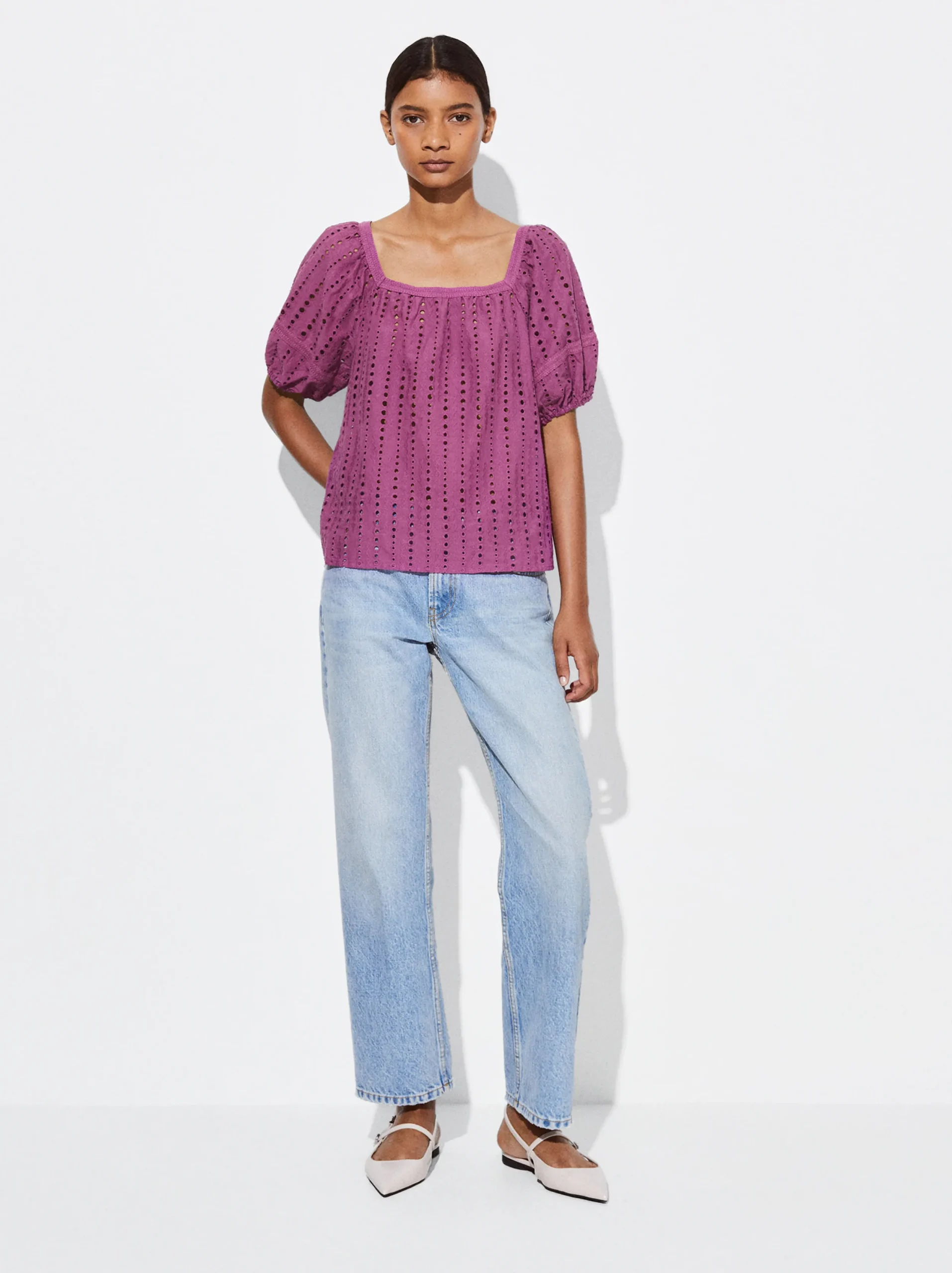 PARFOIS Blusa Con Bordados Violeta Online