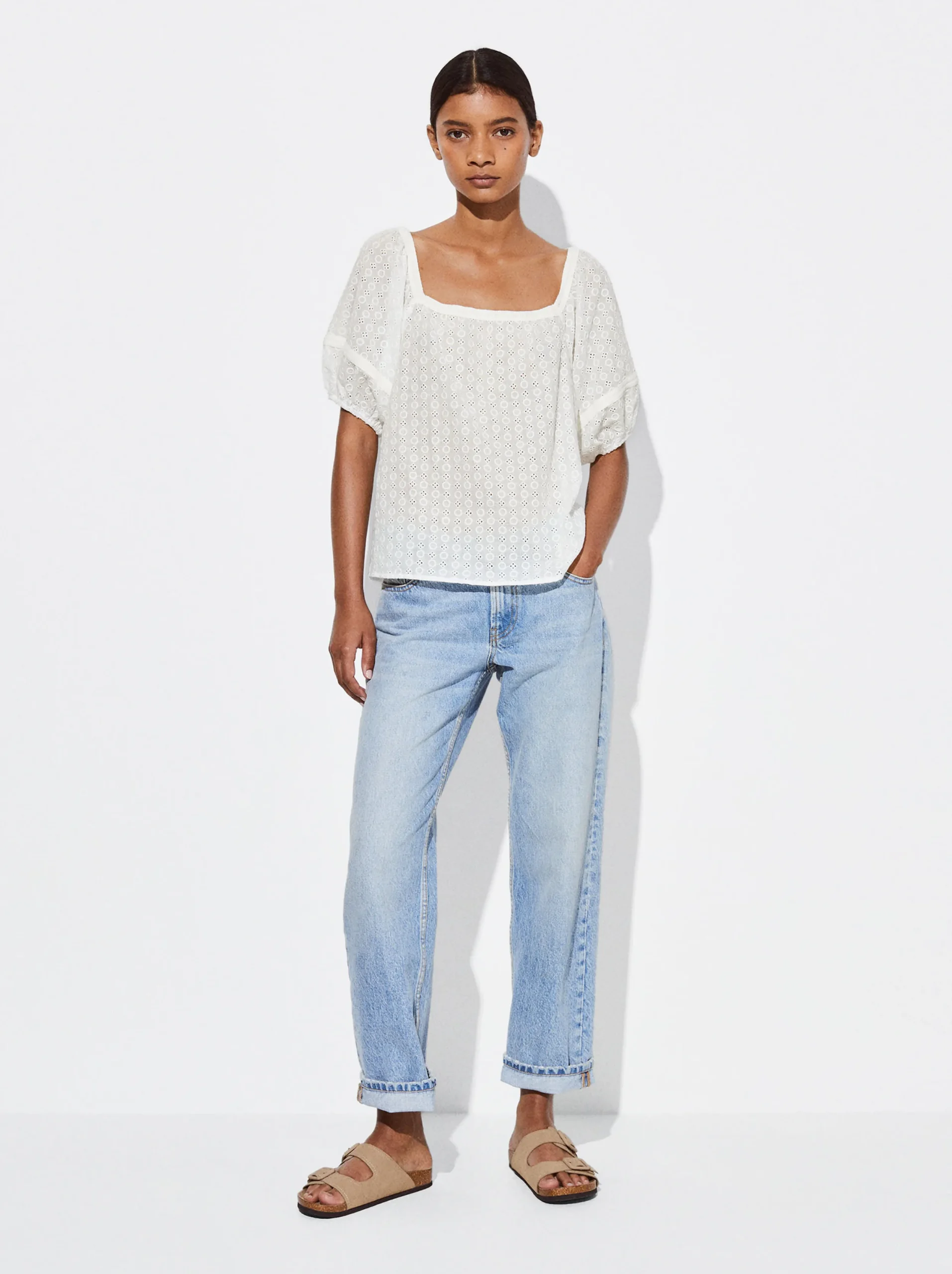 PARFOIS Blusa Con Bordados Blanco Cheap