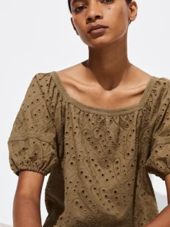 PARFOIS Blusa Con Bordados Marrón Discount