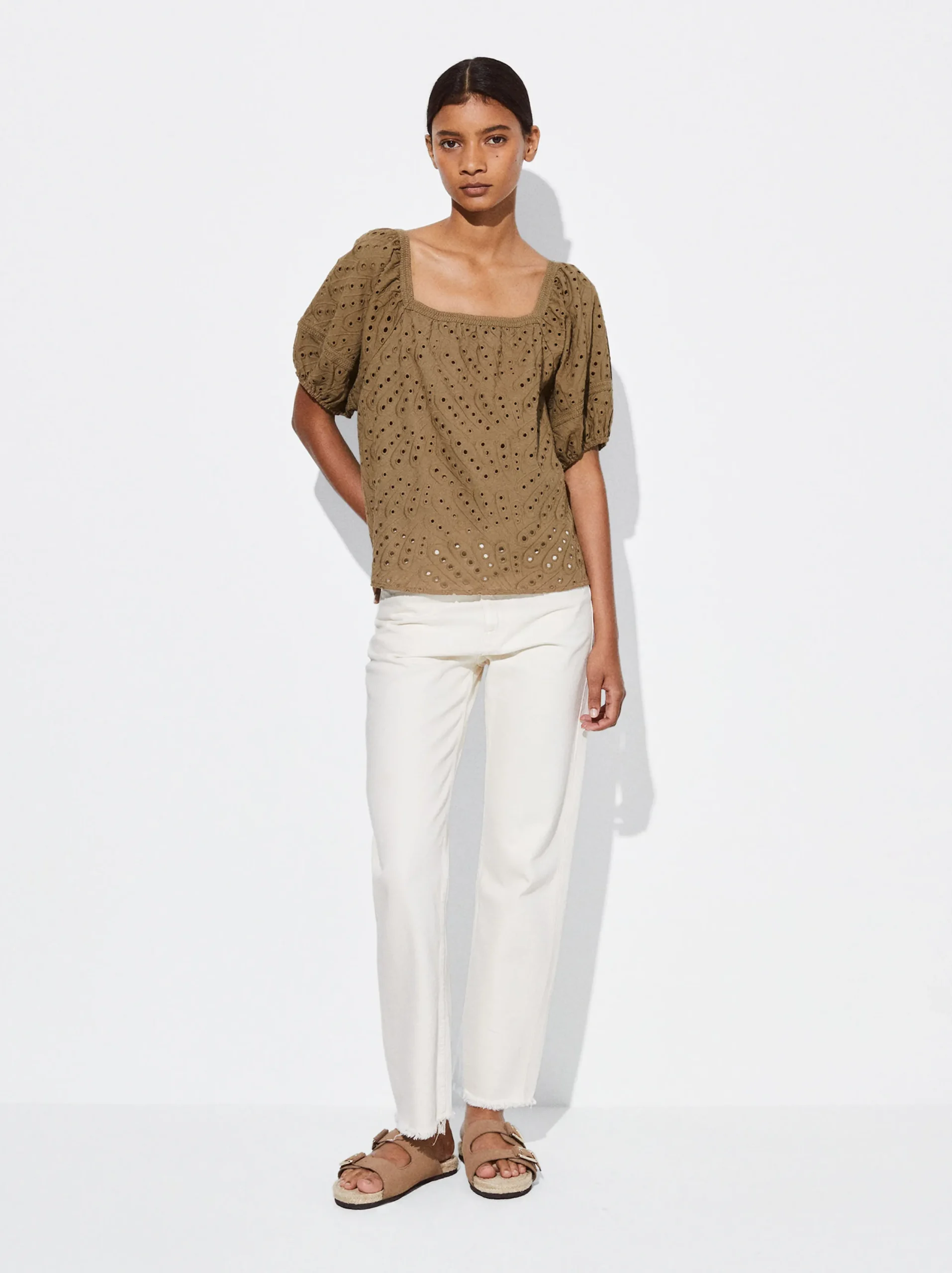 PARFOIS Blusa Con Bordados Marrón Discount
