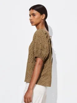 PARFOIS Blusa Con Bordados Marrón Discount
