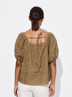 PARFOIS Blusa Con Bordados Marrón Discount
