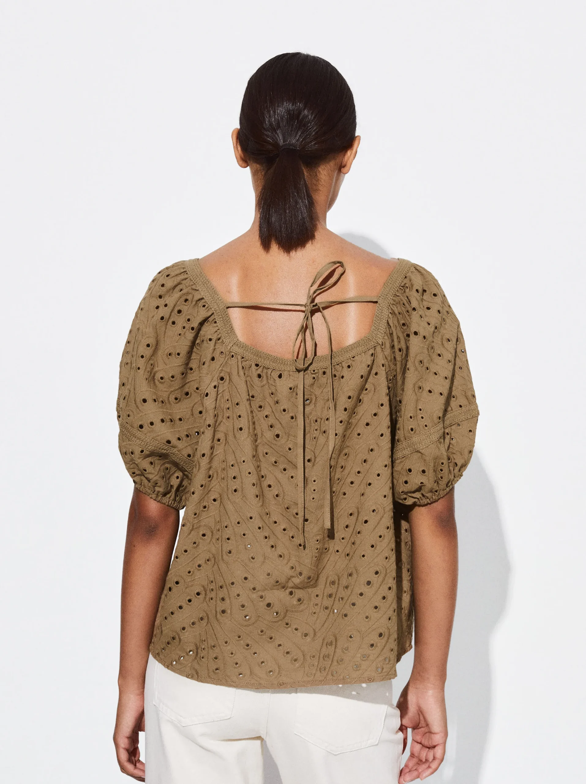 PARFOIS Blusa Con Bordados Marrón Discount