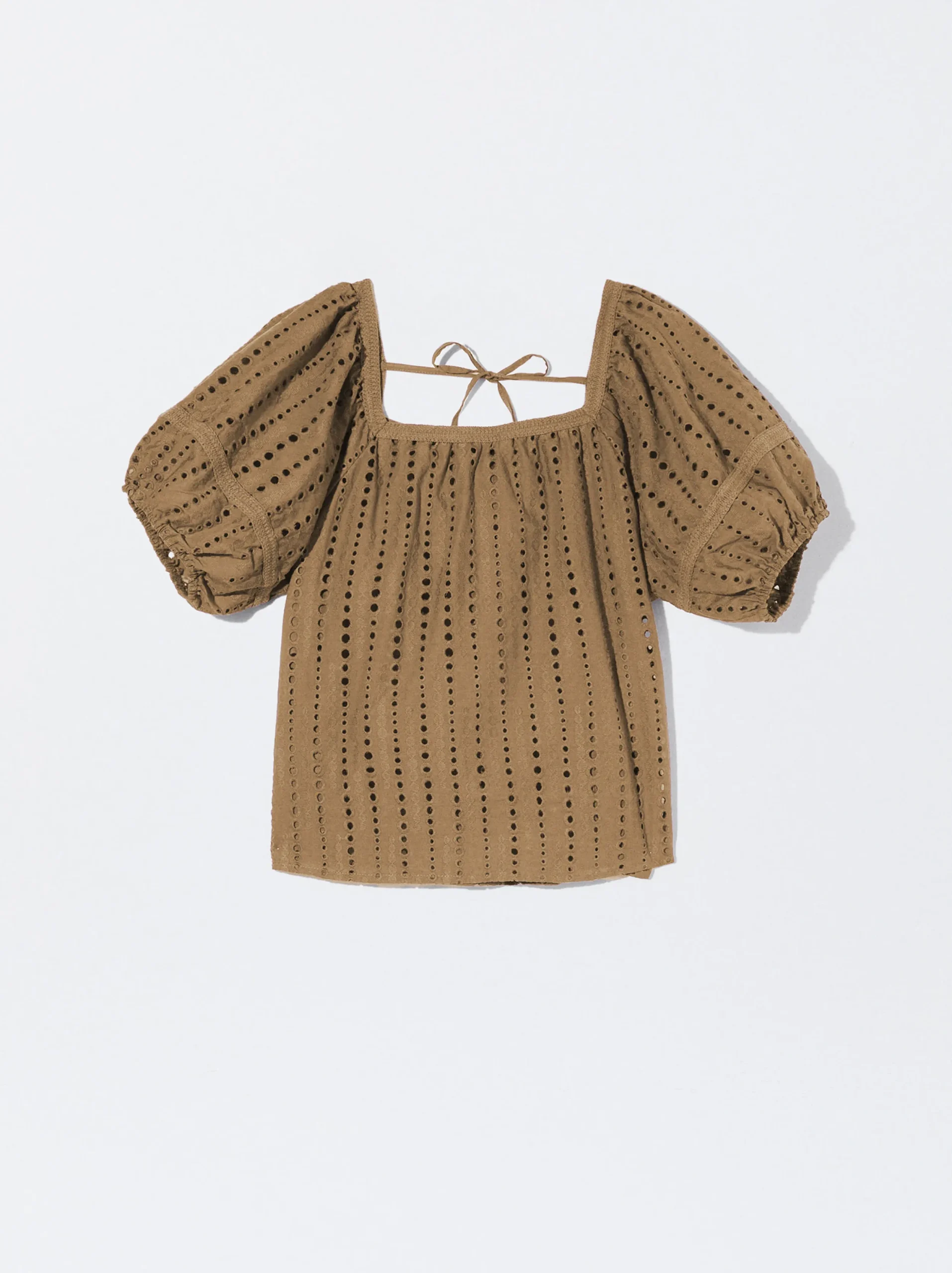 PARFOIS Blusa Con Bordados Marrón Discount