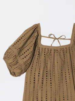 PARFOIS Blusa Con Bordados Marrón Discount