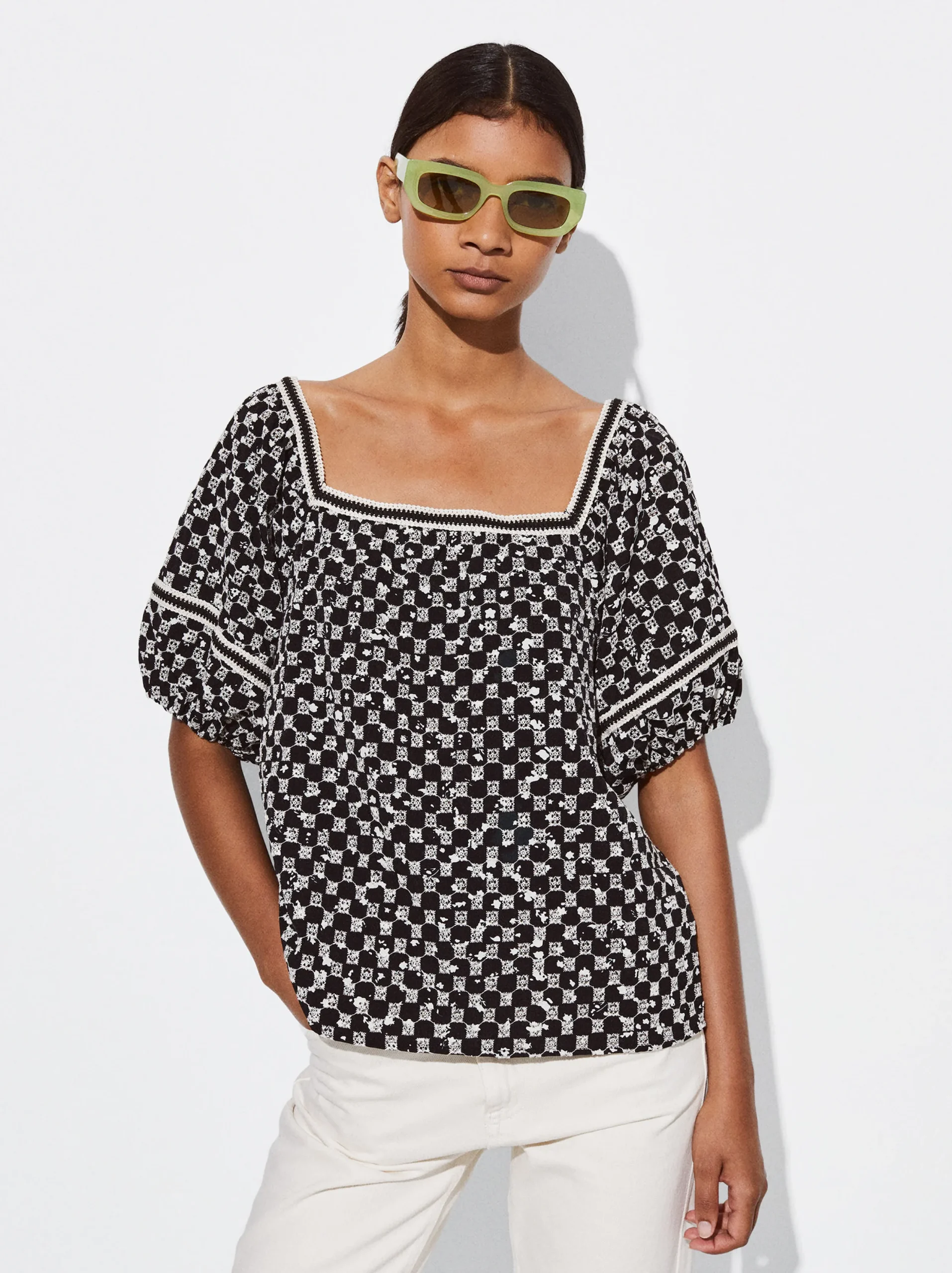 PARFOIS Blusa Con Bordados Negro Fashion