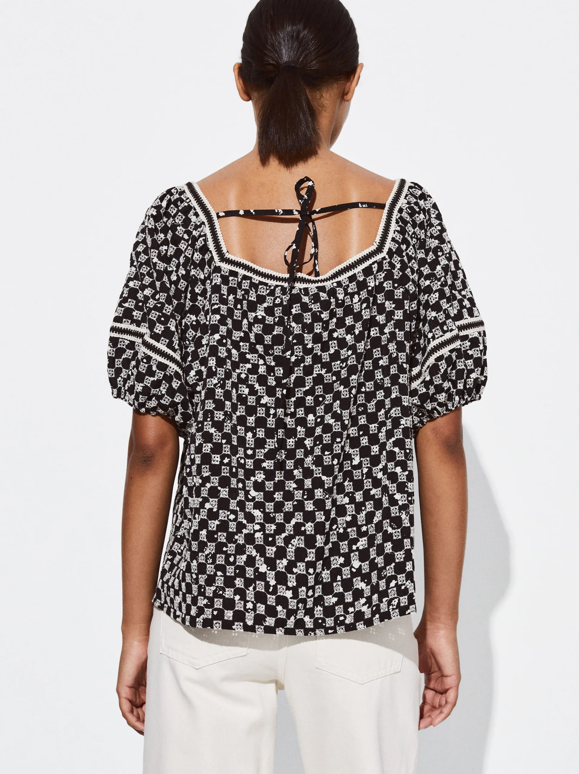 PARFOIS Blusa Con Bordados Negro Fashion