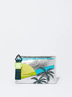 PARFOIS Bolso Metalizado Estampado Plateado Cheap