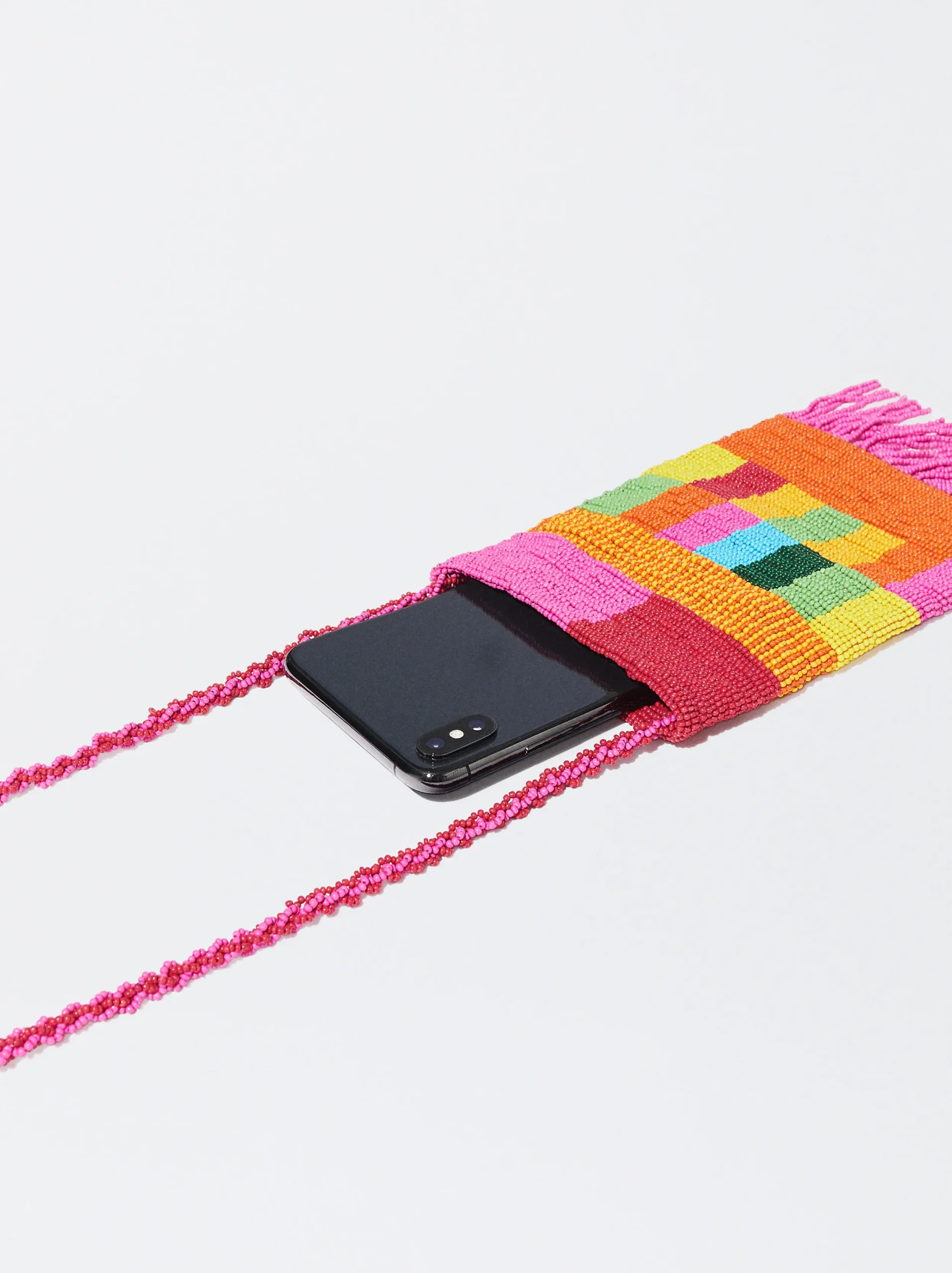 PARFOIS Bolso Para Móvil Con Abalorios Rosa New