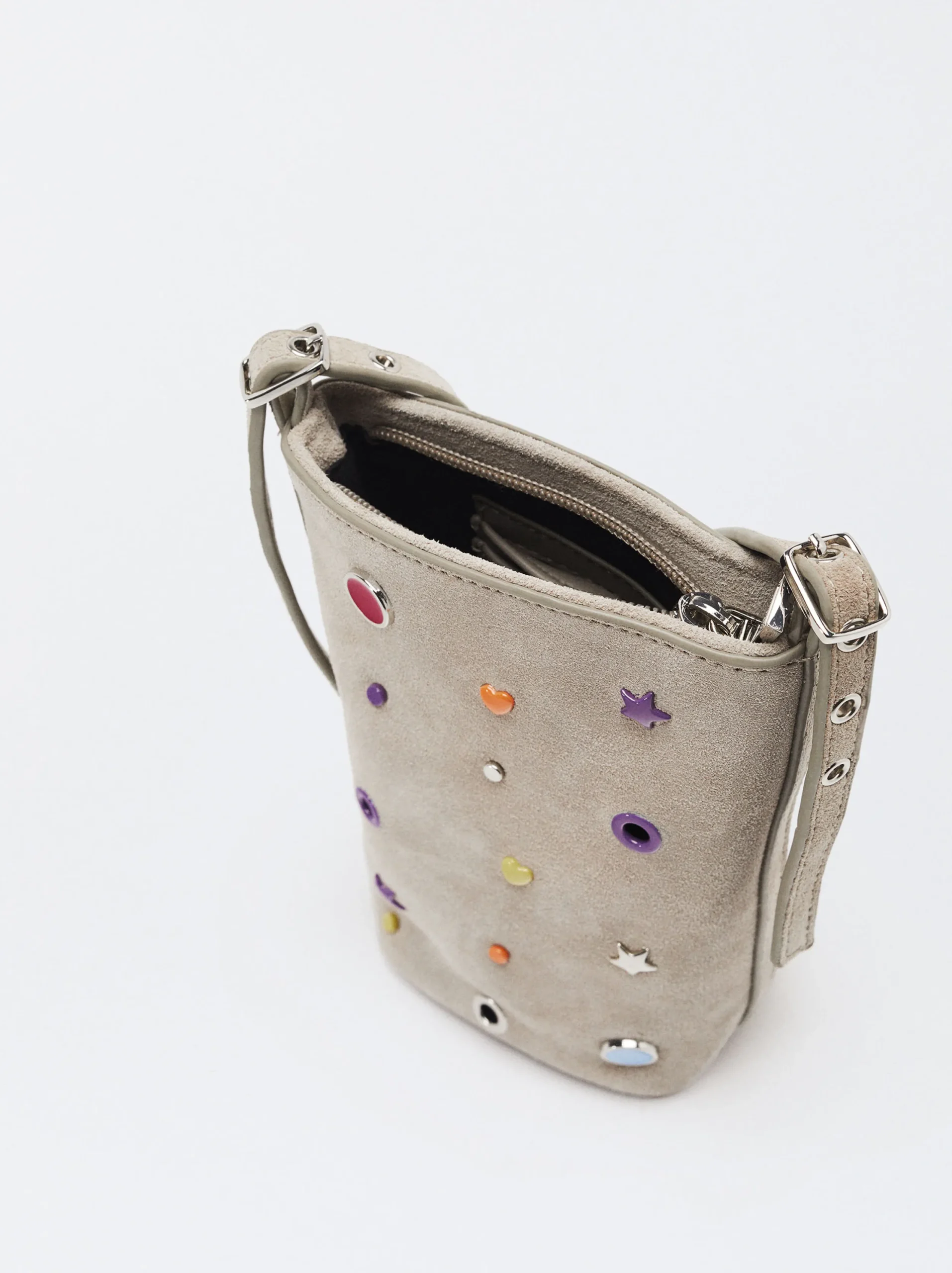 PARFOIS Bolso Para Móvil De Ante Gris Cheap