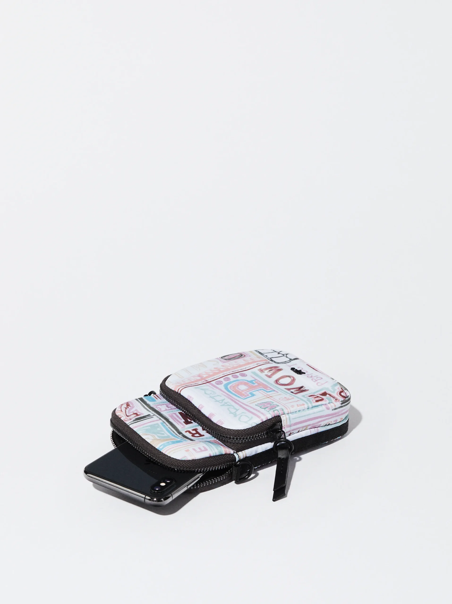 PARFOIS Bolso Para Móvil De Nylon Estampado Blanco Discount