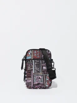 PARFOIS Bolso Para Móvil De Nylon Estampado Negro Clearance