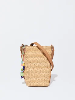 PARFOIS Bolso Para Móvil De Paja Camel Flash Sale