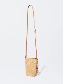 PARFOIS Bolso Para Móvil De Paja Camel Flash Sale