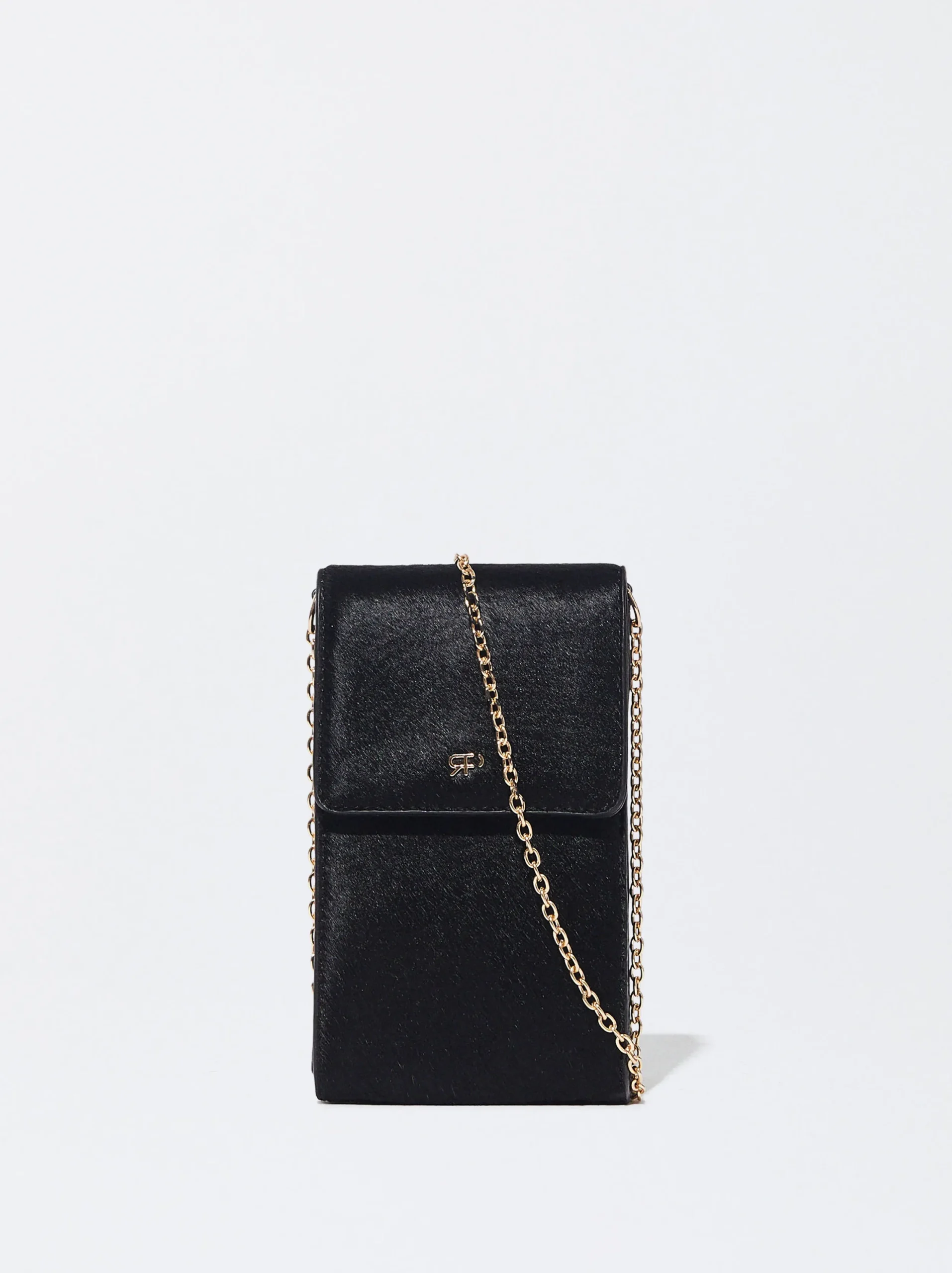 PARFOIS Bolso Para Móvil En Pelo Negro New