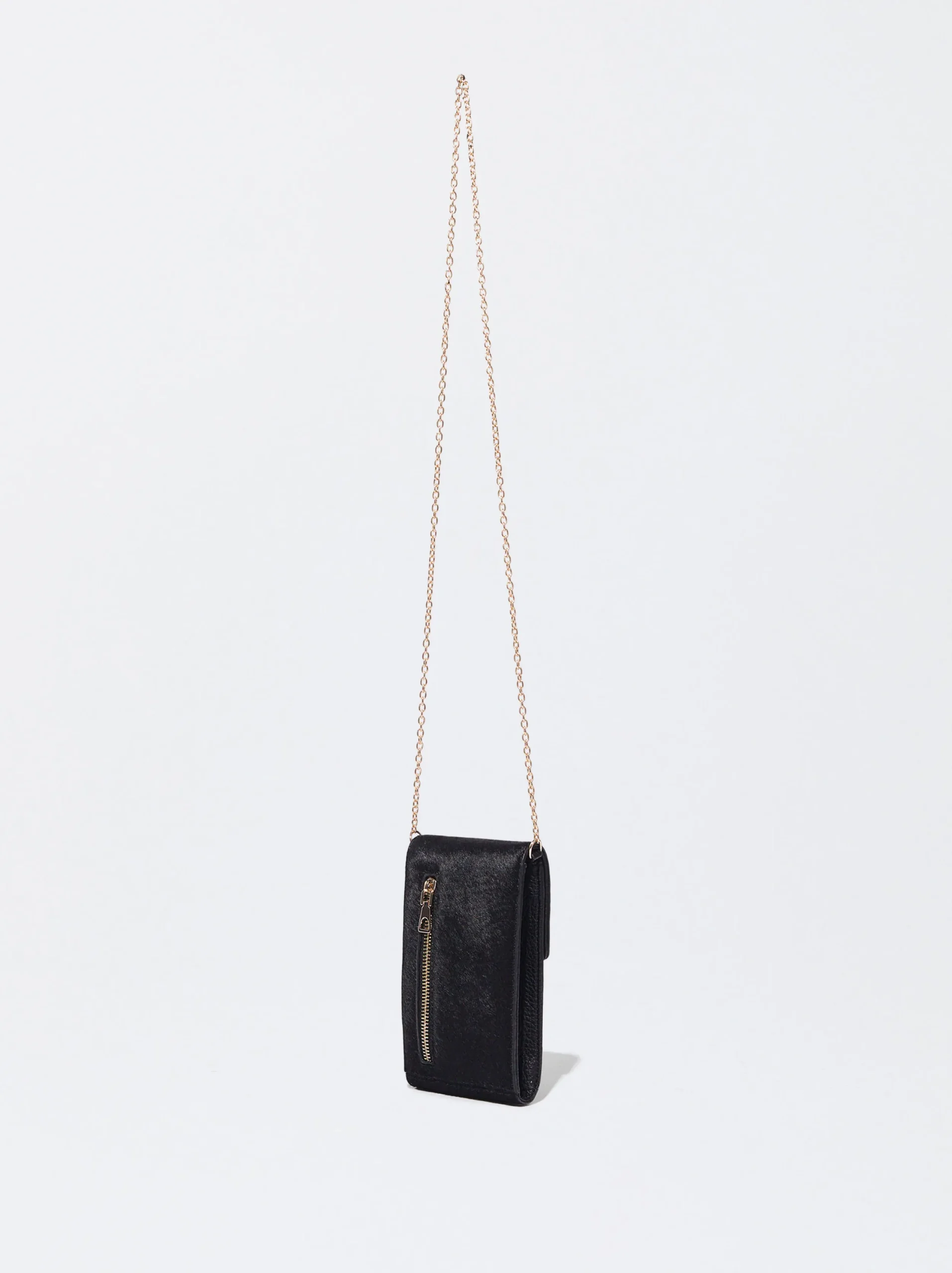 PARFOIS Bolso Para Móvil En Pelo Negro New