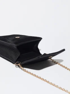 PARFOIS Bolso Para Móvil En Pelo Negro New