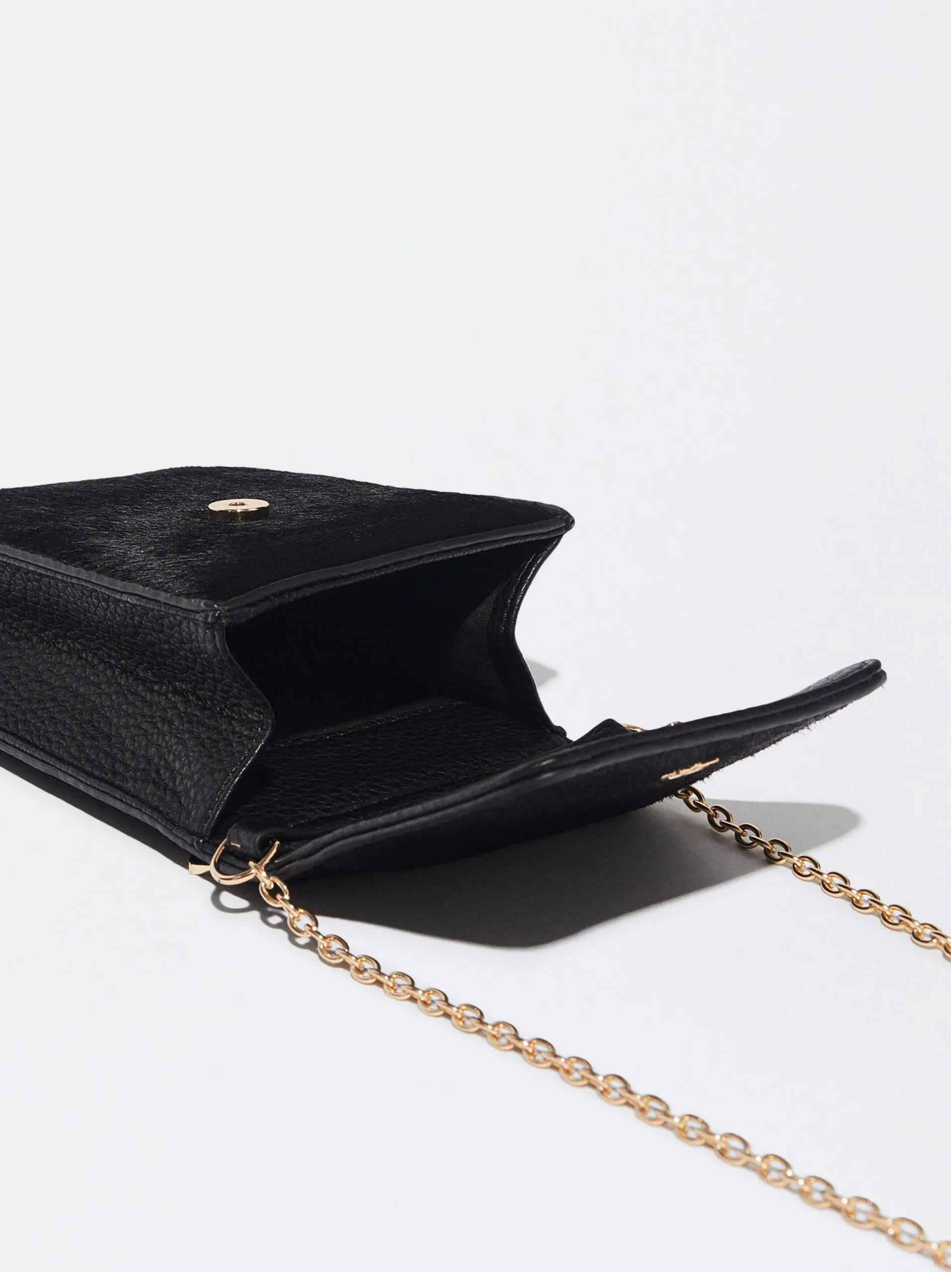 PARFOIS Bolso Para Móvil En Pelo Negro New