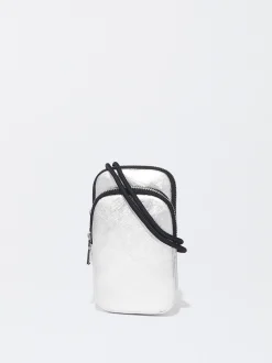PARFOIS Bolso Para M&oacute;vil Metalizado Plateado Discount