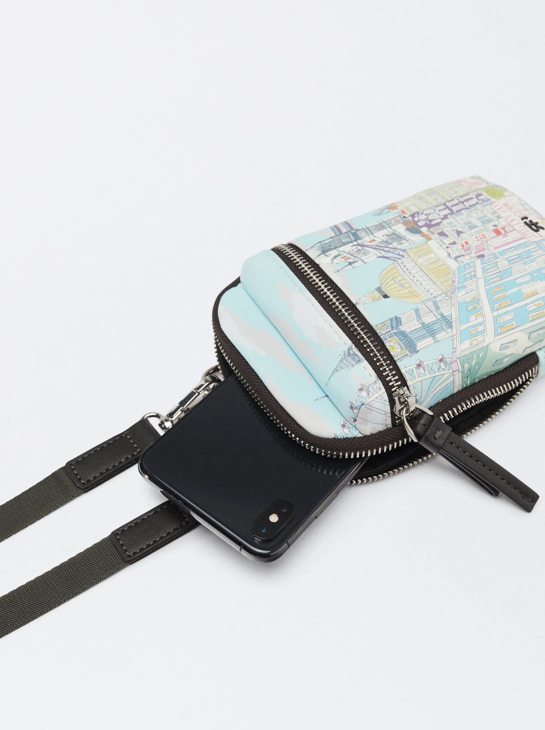 PARFOIS Bolso Porta Móvil Com Estampado Azul Discount