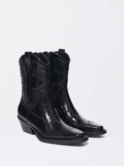 PARFOIS Botín Cowboy Acharolado Negro Clearance