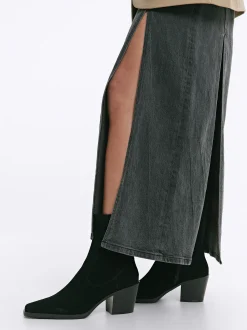 PARFOIS Botín Cowboy De Piel Con Tacón Negro Discount