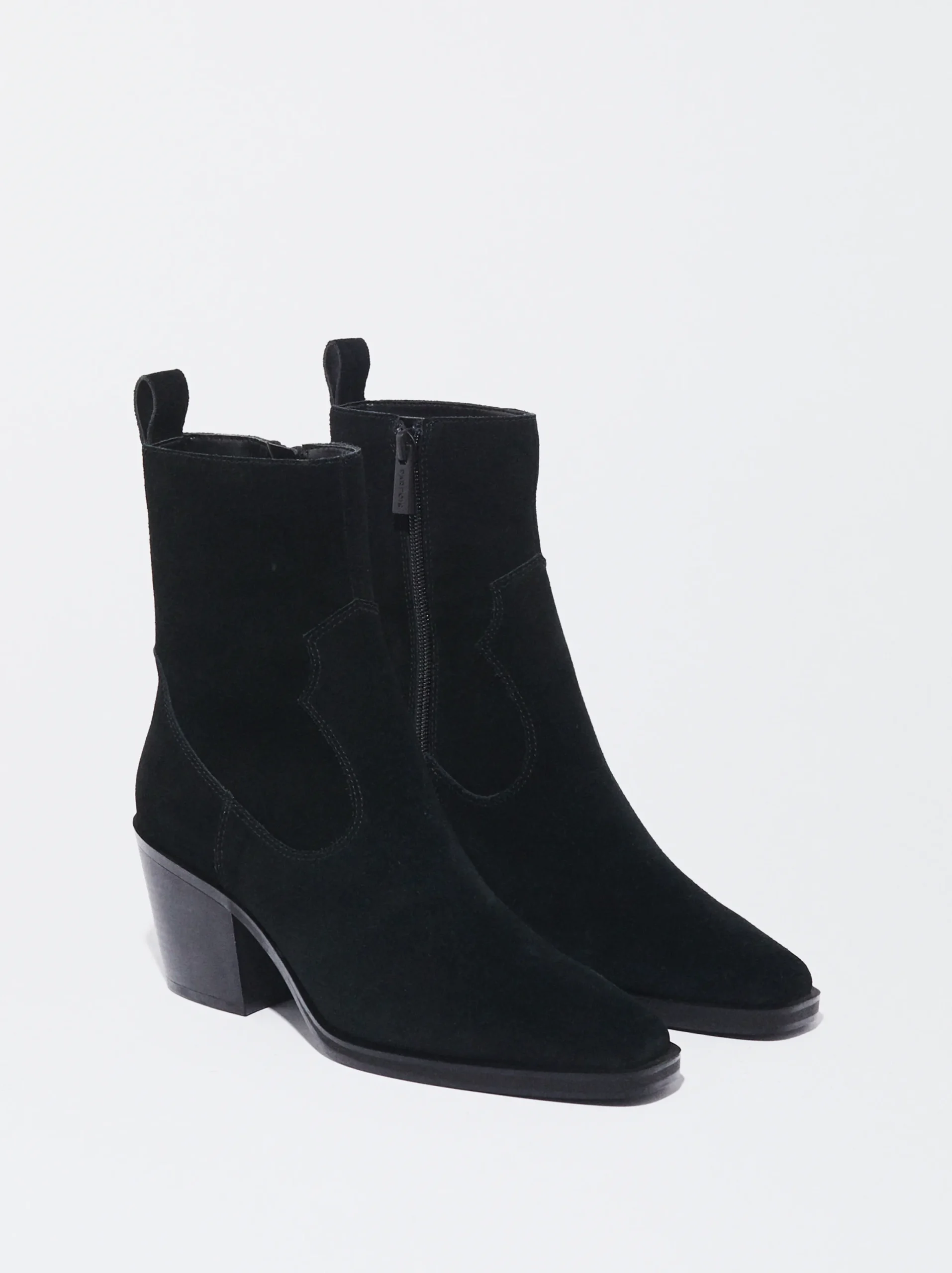 PARFOIS Botín Cowboy De Piel Con Tacón Negro Discount